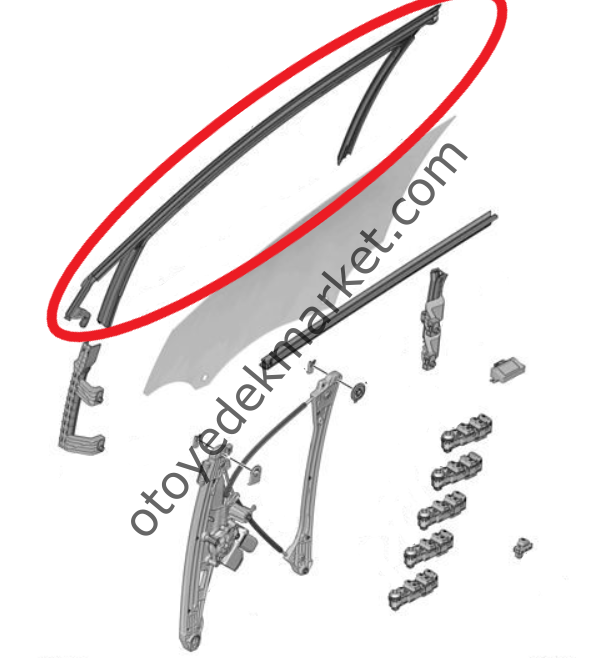 Peugeot 3008 (2016-2023) Sol Ön Kapı Cam Çerçeve Oluk Fitil Lastiği (Orijinal)