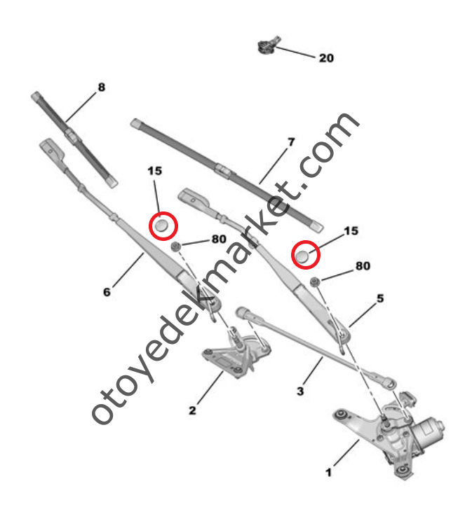 Citroen C5 Aircross (2019-2025) Ön Cam Silecek Kolu Vida Kapağı (Orijinal)