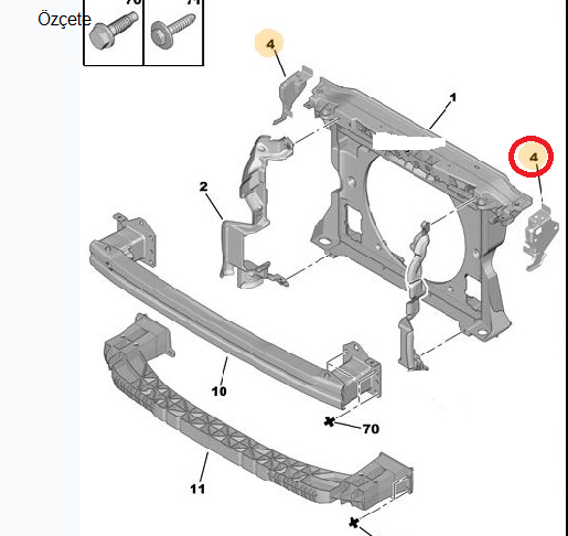 PEUGEOT 308 (2011-2013) SAĞ PANEL BAĞLANTI AYAĞI (ORJİNAL)