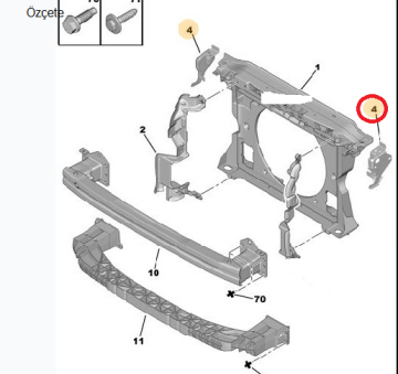 PEUGEOT 308 (2011-2013) SAĞ PANEL BAĞLANTI AYAĞI (ORJİNAL)