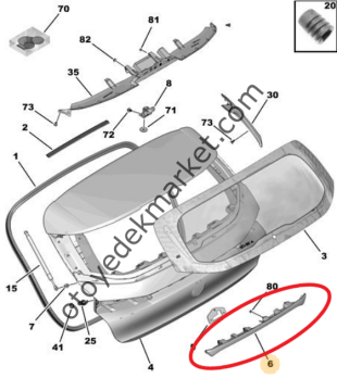 Peugeot 308 (2022-2023) Bagaj Kapak Çıtası (Orijinal)