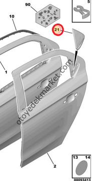 Peugeot 301 (2012-2020) Sol Arka Kapı Üçgen Kapak (Orijinal)