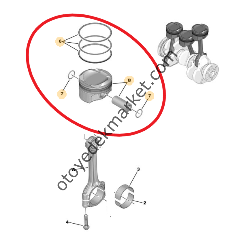 Peugeot 308 (2022-2023) 1.2 Turbo Benzinli Piston + Segman Takımı (Orijinal)