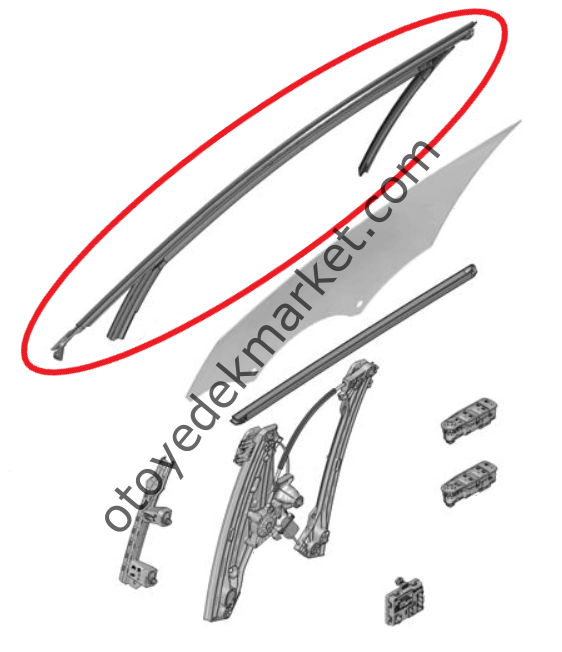 Peugeot 308 (2022-2023) Sağ Ön Kapı Cam Çerçeve Lastiği (Orijinal)