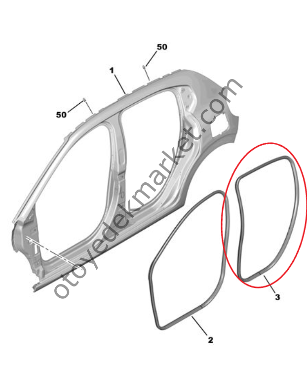 Citroen C3 (2017-2024) Arka Kapı Giriş Lastiği (Orijinal)