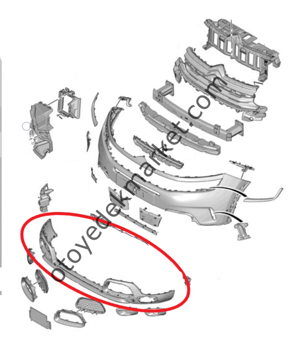 Citroen C5 Aircross (2019-2022) Ön Tampon Alt Eteği (Orijinal)