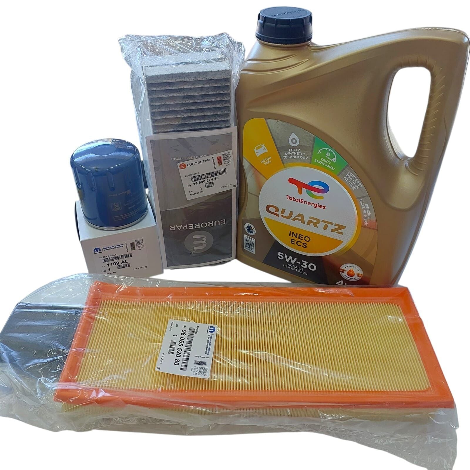 Peugeot 2008 (2020-2024) 1.2 Benzinli Karbonlu Polen Filtre Bakım Seti 5w30 Yağ (Orijinal)
