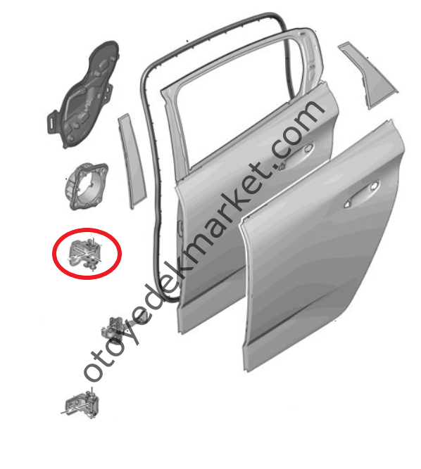 Peugeot 308 (2022-2023) Sağ Arka Kapı Üst Menteşesi (Orijinal)