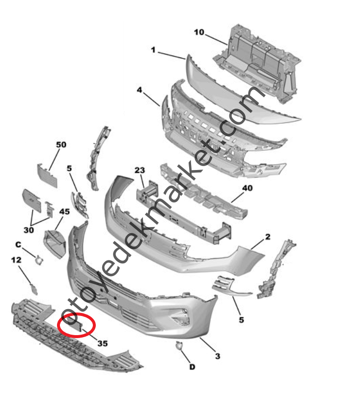 Peugeot Rifter (2024-2025) Ön Tampon Kapağı (Orijinal)