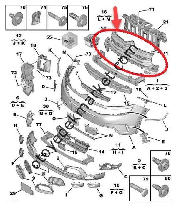 Citroen C5 Aircross (2019-2022) Ön Tampon Izgarası - Ön Panjur (Siyah) (Orijinal)
