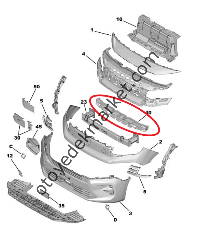 Peugeot Rifter (2024-2025) Ön Tampon Darbe Emici (Orijinal)
