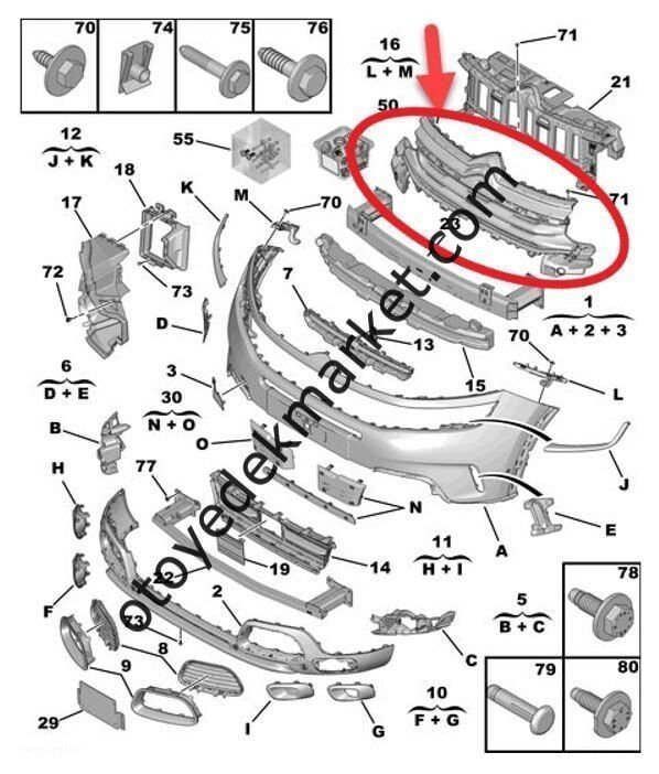 Citroen C5 Aircross (2019-2022) Ön Tampon Izgarası - Ön Panjur (Orijinal)