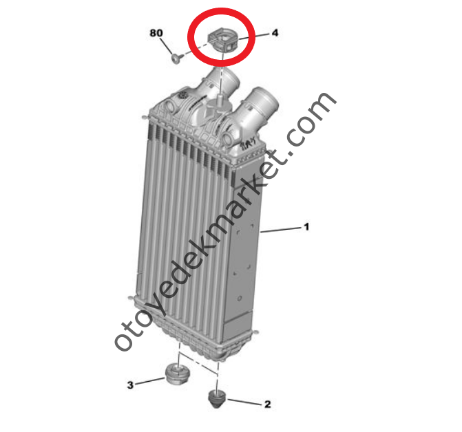 Peugeot 208 (2021) 1.5 Dizel Turbo Radyatör / İntercooler Üst Destek Ayağı Lastiği (Orijinal)