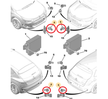 DS4 (2011-2017) Park Sensör Gözü (Orijinal)