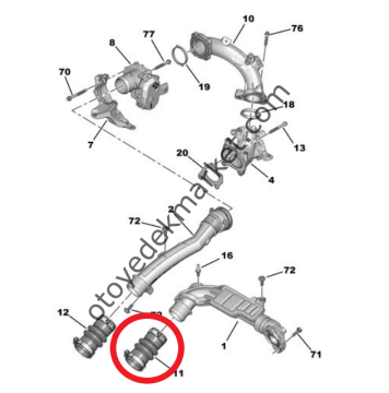 Peugeot 208 (2020-2024) 1.2 Benzinli Turbo Radyatör / İntercooler Giriş Hortumu (Orijinal)
