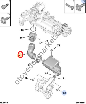 PEUGEOT 206 1.4 HDI (2003-2009) TURBO HORTUMU ÜST (İTHAL)