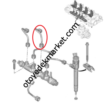 Citroen C-Elysee (2018-2024) 1.5 Blue Hdi 2 No.lu Silindir Yakıt Enjektörü Borusu (Orijinal)