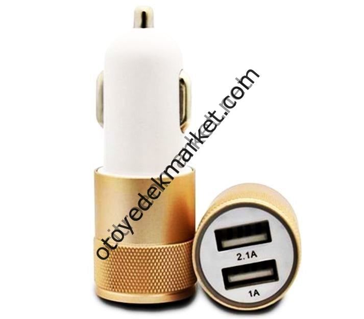 Çakmak Soketi Çift USB'li-Altın