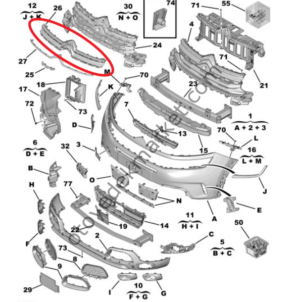 Citroen C5 Aircross (2021-2022) Ön Panjur Çıtası (Orijinal)