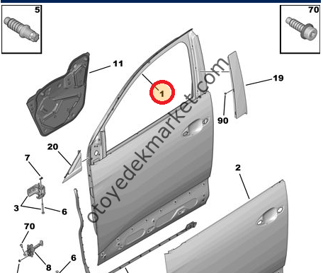 PEUGEOT 3008 (2016 -2019) SAĞ ÖN KAPI (ORJİNAL)