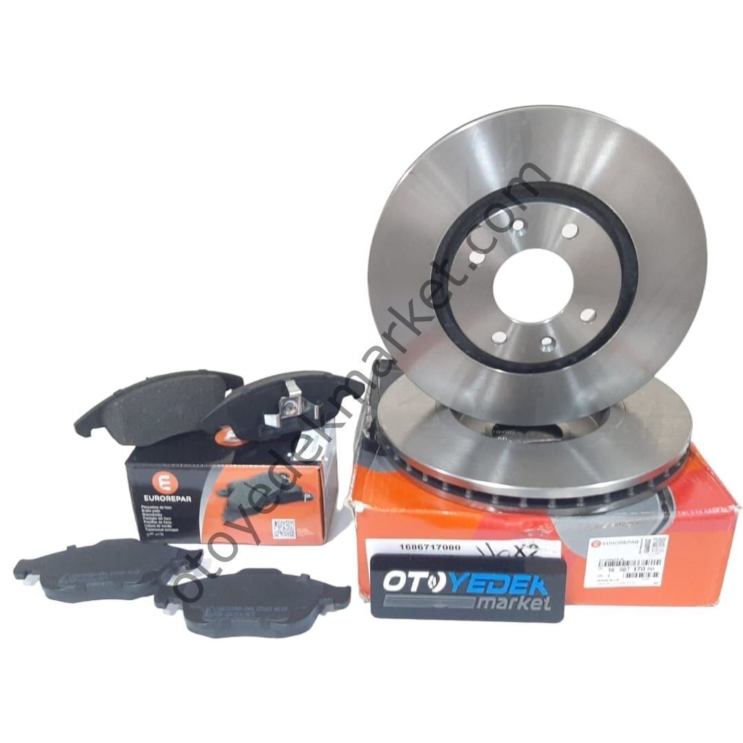 Peugeot 207 (2006-2011) 1.6 Ön Fren Disk ve Balata Takımı (Orijinal Eurorepar)