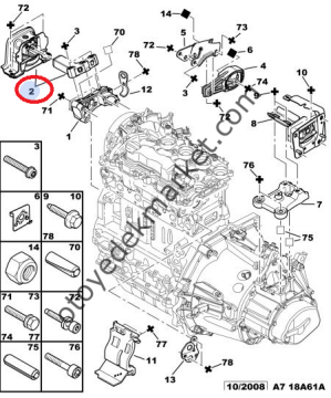 Peugeot 207 1,6 Hdi (2006-2012) Sağ Üst Motor Takozu (Orjinal)