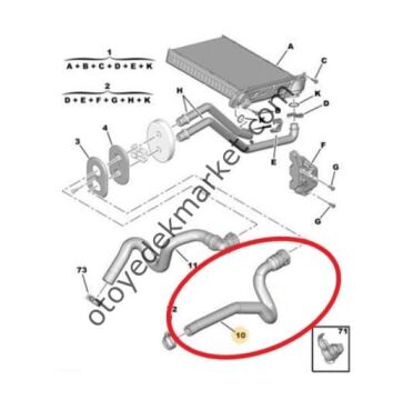 Peugeot 308 (2008-2013) Kalorifer Hortumu (Orijinal)
