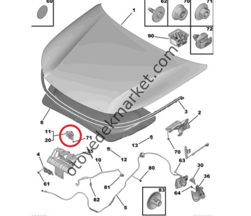 Peugeot 308 (2022-2023) Kaput Açma Dili (Orijinal)