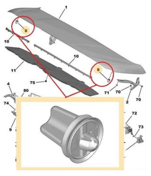 Peugeot 308 (2022-2023) Motor Kaput Destek Ayar Burç Takozu (Orijinal)
