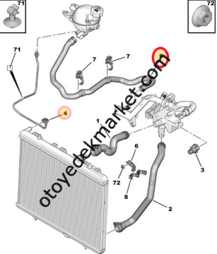 Peugeot 208 (2012-2020) 1.4 Hdi, 1.5 Hdi ve 1.6 Hdi Yedek Su Depo Alt Hortumu (Orijinal)