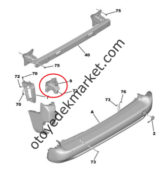 Citroen Berlingo (2019-2024) Arka Tampon Sol Üst Bağlantı Ayağı Braketi (Orijinal)