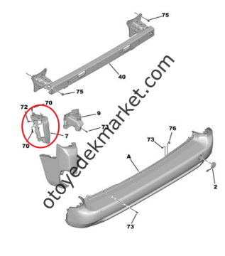 Citroen Berlingo (2018-2024) Arka Tampon Sağ Yan Bağlantı Ayağı Braketi (Orijinal)