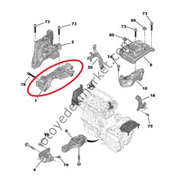 Peugeot 508 (2019-2022) 1.6 Turbo Benzinli  Sağ Motor Kulağı Mesnedi (Orijinal)
