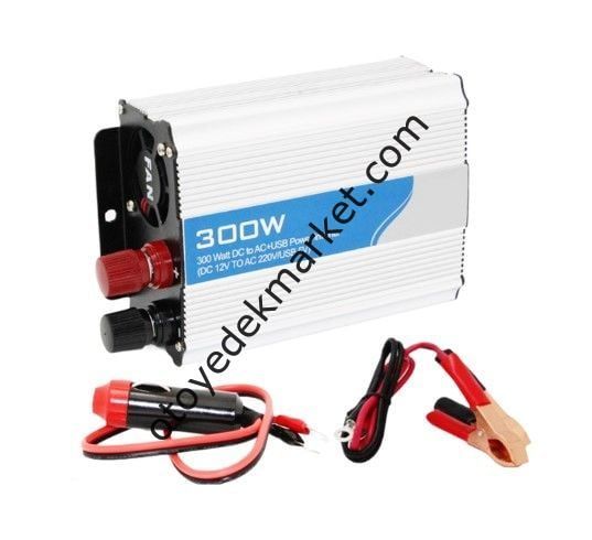 İnverter Dönüştürücü USB'li 12-220V 300 Watt
