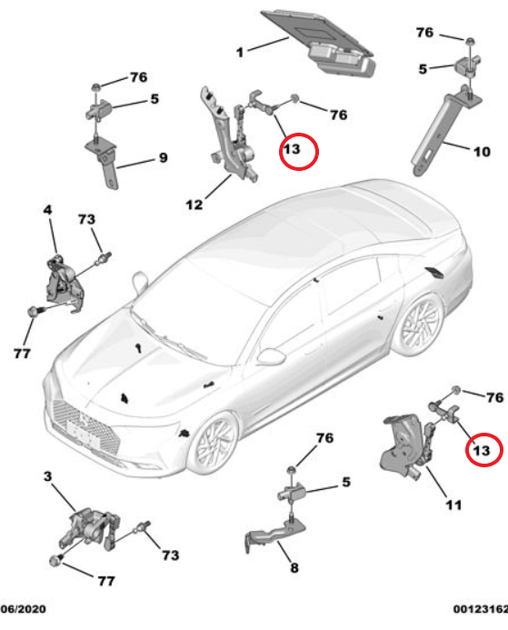Peugeot 508 (2019-2023) Kasa Hareketi Kumanda Kolu (Orijinal)