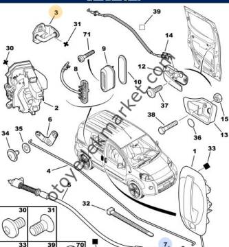 Citroen Nemo (2008-2017) Orta Kapı Kilit Karşılığı (Orijinal)