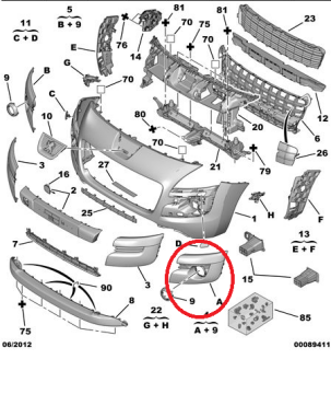 PEUGEOT 3008 (2009-2013) SAĞ TAMPON SİS KAPAĞI