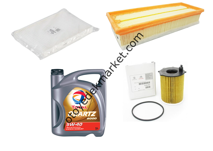 PEUGEOT 308 (2007-2010) 1.6 DİZEL FİLTRE BAKIM SETİ MAZOT FİLTRESİZ +5W40 (Orjinal)