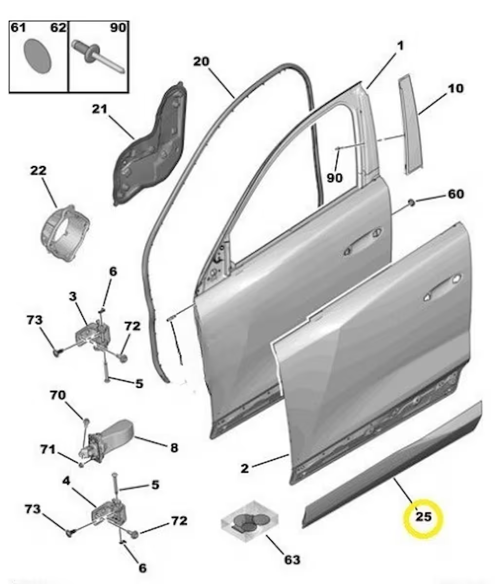 Peugeot 408 (2023-2025) Sağ Ön Kapı Bandı (Orijinal)
