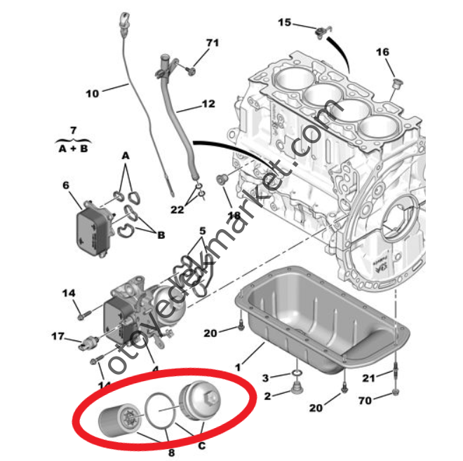 Peugeot 508 (2019-2024) 1.5 BlueHdi Yağ Filtre Kapağı (Orijinal)