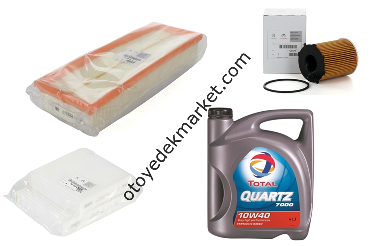 PEUGEOT 207 (2006-2012) 1.6 HDI FİLTRE SETİ MAZOT FİLTRESİZ +10W40 YAĞ (ORJİNAL)