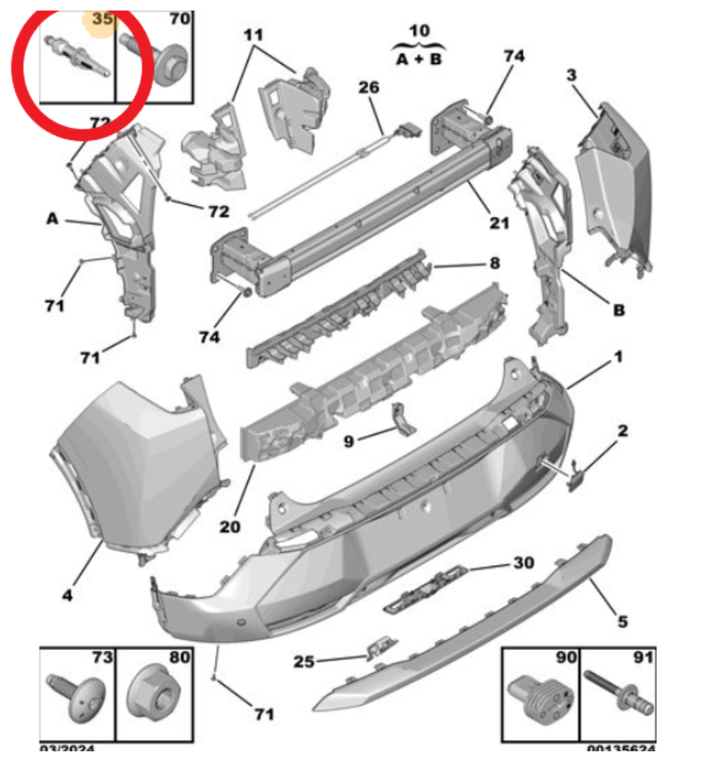 Peugeot 308 (2022-2023) Arka Kamera Yıkama Fiskiyesi (Orijinal)