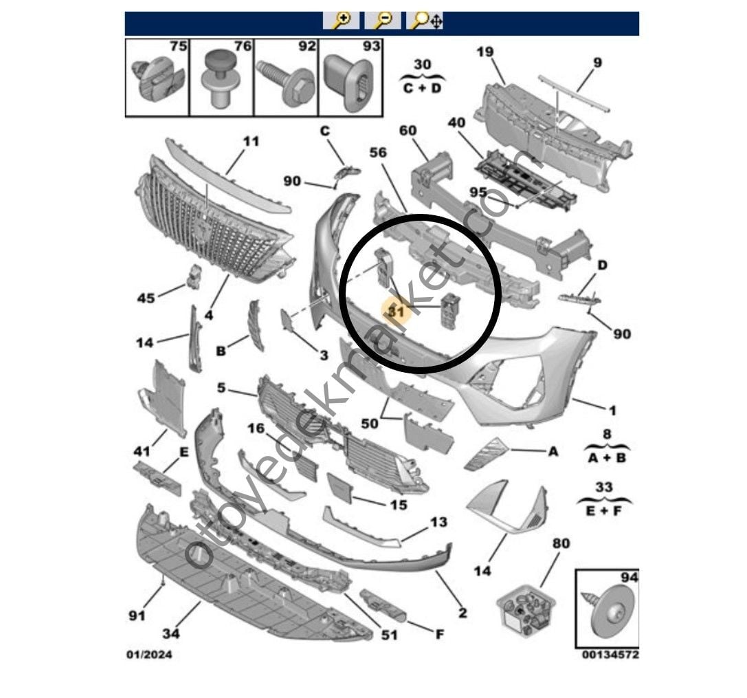 Peugeot 2008 (2020-2024) Ön Tampon İç Bağlantı Braketi (Orijinal)