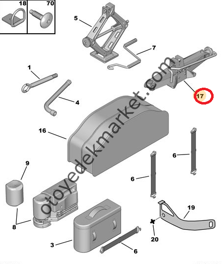 PEUGEOT BİPPER (2008-2017) ARABA KALDIRMA KRİKOSU (ORJİNAL)