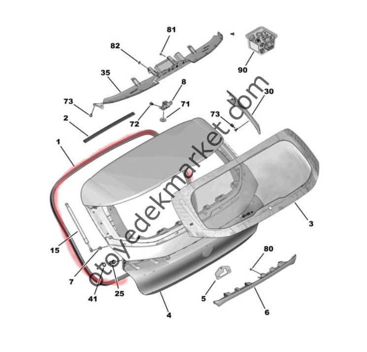 Peugeot 308 (2022-2023) Arka Bagaj Lastik Fitili (Orijinal)