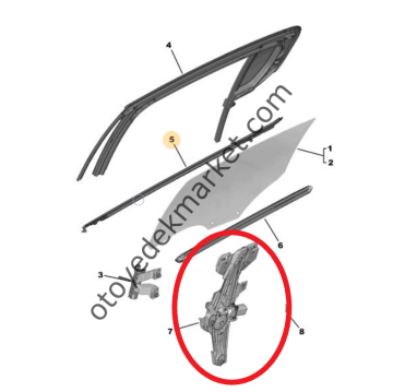 Peugeot 308 (2022-2023) Sağ Arka Kapı Cam Motoru (Orijinal)