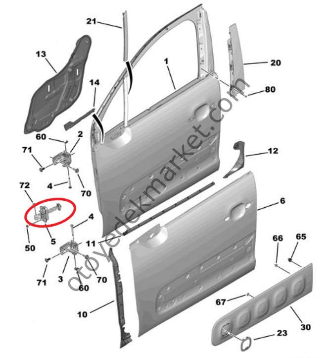 Citroen C3 (2020-2024) Ön Kapı Gergisi (Orijinal)