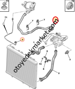 Peugeot 2008 (2013-2019) 1.6 Hdi ve 1.5 Hdi Yedek Su Depo Alt Hortumu (Orijinal)