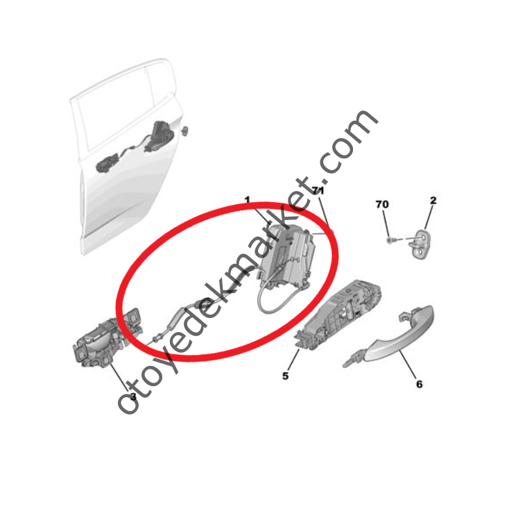 Peugeot 308 (2022-2023) Sağ Arka Kapı Kilidi (Orijinal)