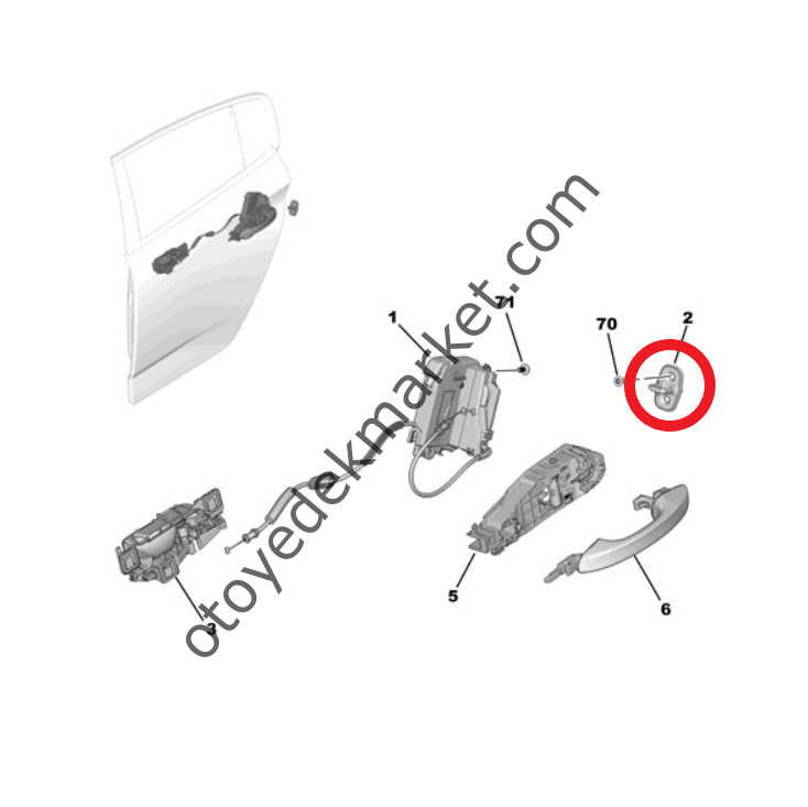 Peugeot 308 (2022-2023) Arka Kapı Kilidi Karşılığı (Orijinal)